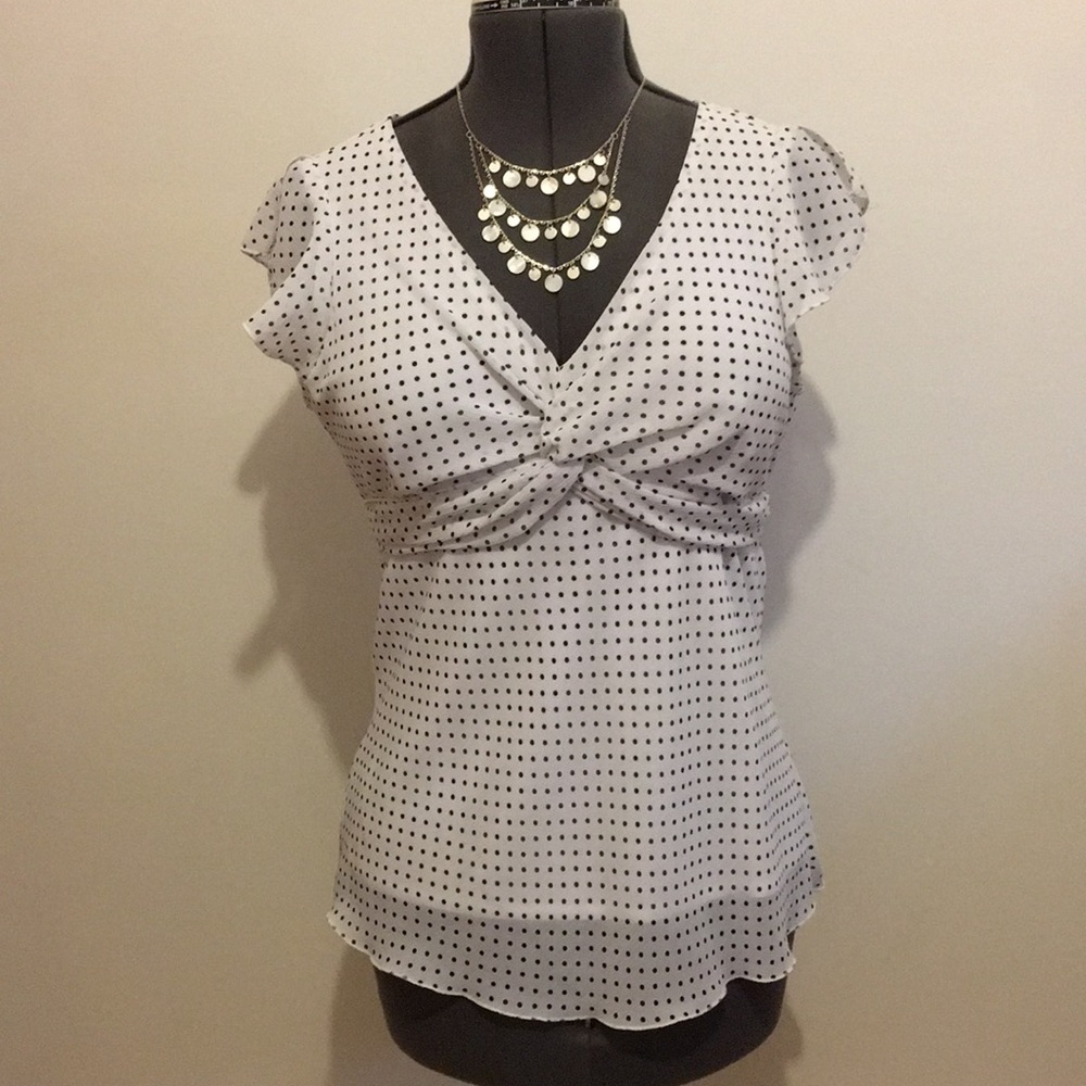 White with black polka dots dress shirt.